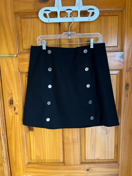Michael Kors Black Mini Skirt with Silver Buttons - Picture 2 of 4
